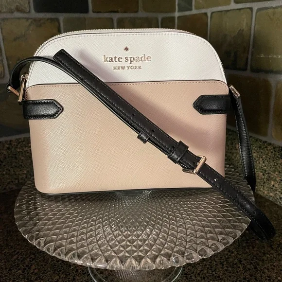 🎉SOLD🎉Kate Spade STACI COLORBLOCK Dome Crossbody Handbag Warm Beige Multi - Picture 3 of 13